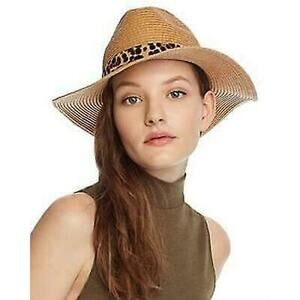 August Hat Leopard Print Trim Banded Panama Hats